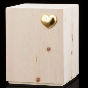 Silence Urn with Gold Heart - Pine - 6401.15Z