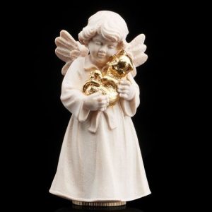 Angel holding cat - natural + gold U122026-31
