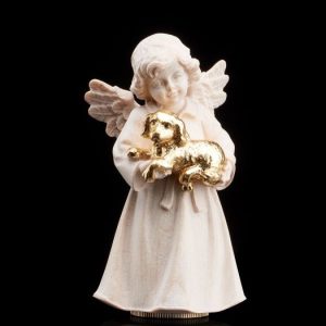 Angel Holding Dog - Natural + Gold -U122027-31